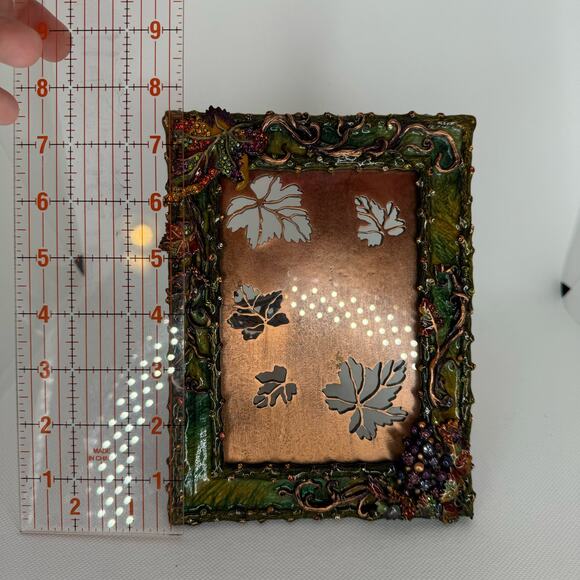 Jay Strongwater 4 x 6 Enamel & Swarovski Crystal Leaf Motif Frame - Picture 6 of 7